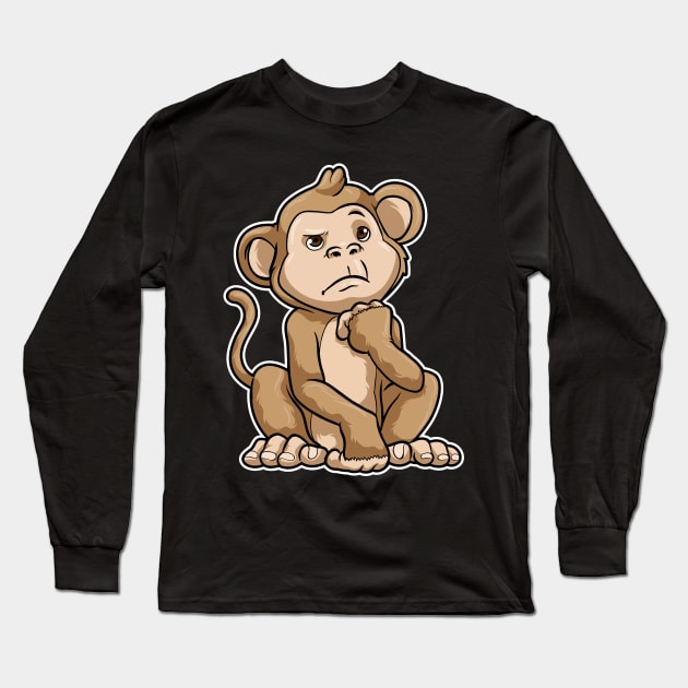 Monkey thoughtful Long Sleeve T-Shirt by Markus Schnabel